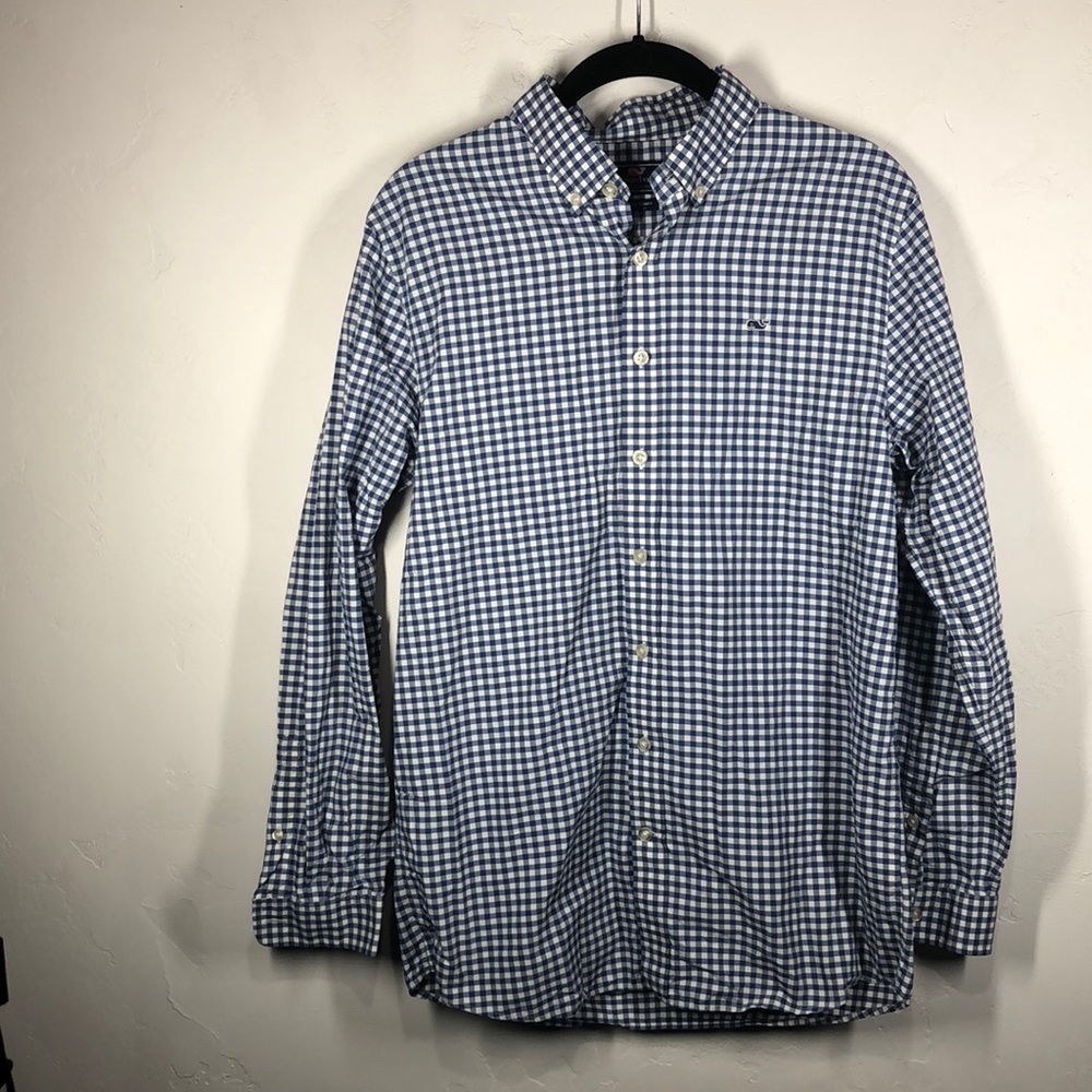 Vineyard Vine blue plaid Whale Shirt size XL (18)